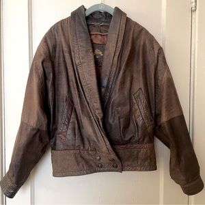Wilson Adventure Bound Vintage Brown Leather Lined Bomber Jacket